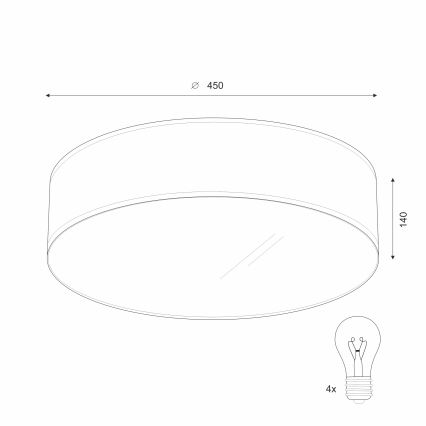 Iluminação de teto SIRJA DOUBLE 4xE27/15W/230V diâmetro 45 cm creme