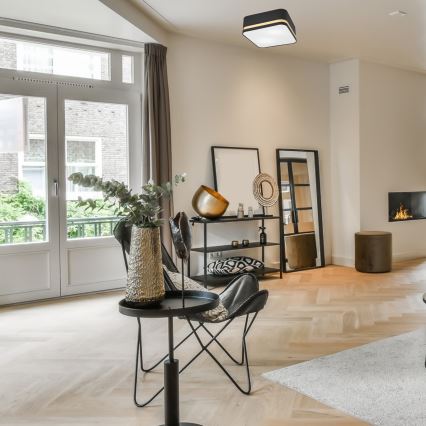 Iluminação de teto SIRJA SQUARE 2xE27/60W/230V 35x35 cm preto