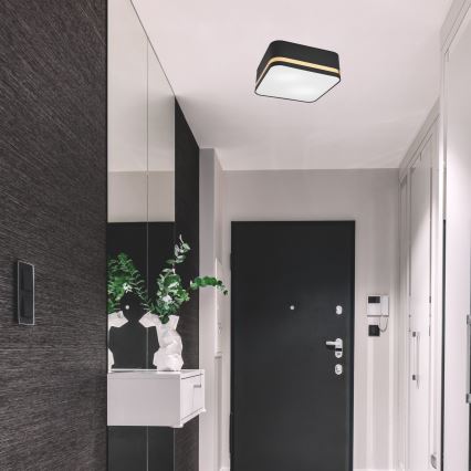 Iluminação de teto SIRJA SQUARE 2xE27/60W/230V 35x35 cm preto