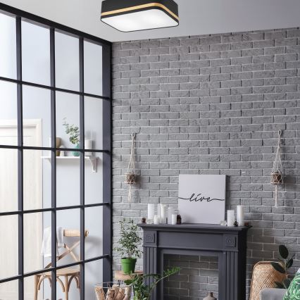 Iluminação de teto SIRJA SQUARE STRIPE 2xE27/15W/230V preto/dourada