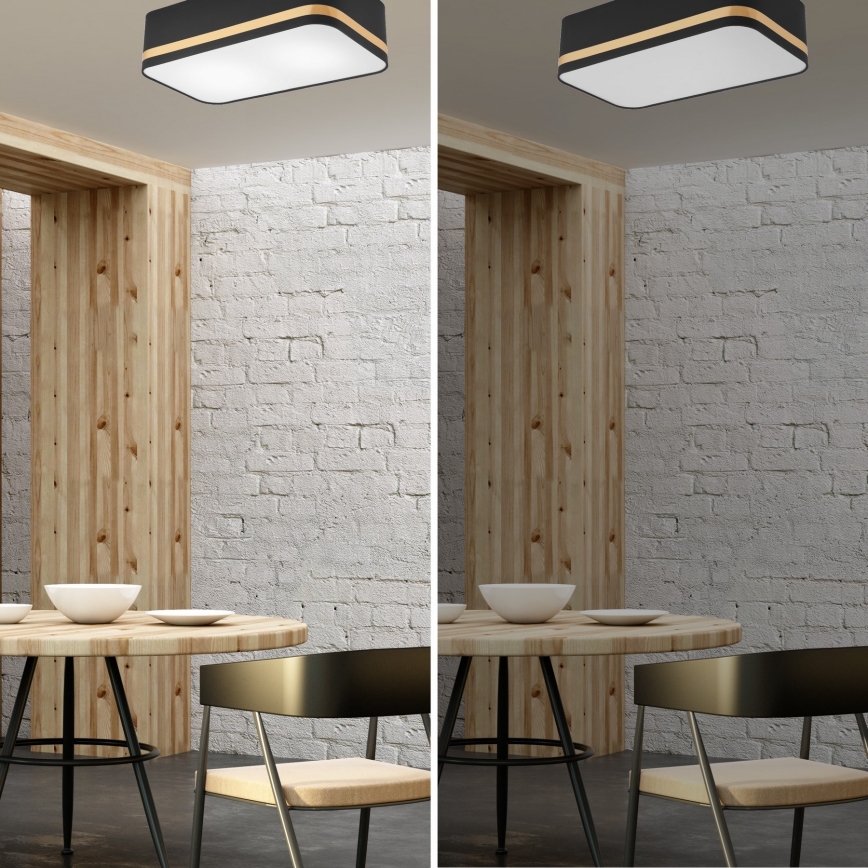 Iluminação de teto SIRJA SQUARE STRIPE 2xE27/15W/230V preto/dourada