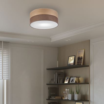 Iluminação de teto SIRJA WOOD 1xE27/15W/230V diâmetro 35 cm castanho/carvalho