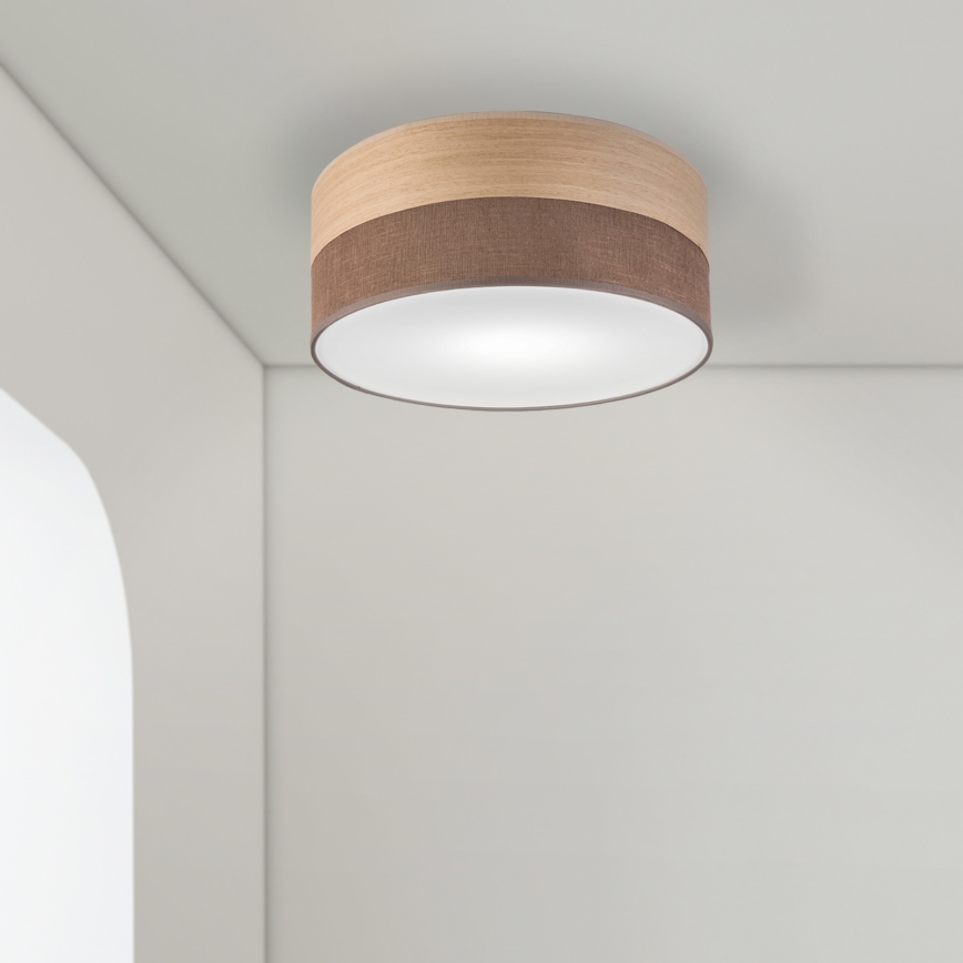 Iluminação de teto SIRJA WOOD 1xE27/15W/230V diâmetro 35 cm castanho/carvalho