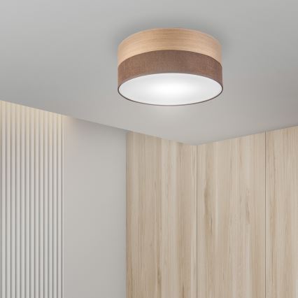 Iluminação de teto SIRJA WOOD 1xE27/15W/230V diâmetro 35 cm castanho/carvalho