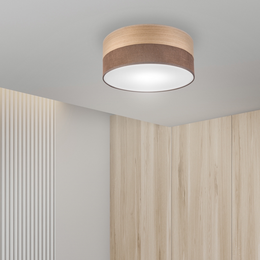 Iluminação de teto SIRJA WOOD 1xE27/15W/230V diâmetro 35 cm castanho/carvalho