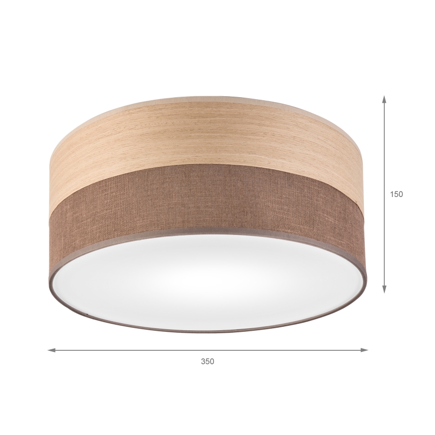 Iluminação de teto SIRJA WOOD 1xE27/15W/230V diâmetro 35 cm castanho/carvalho
