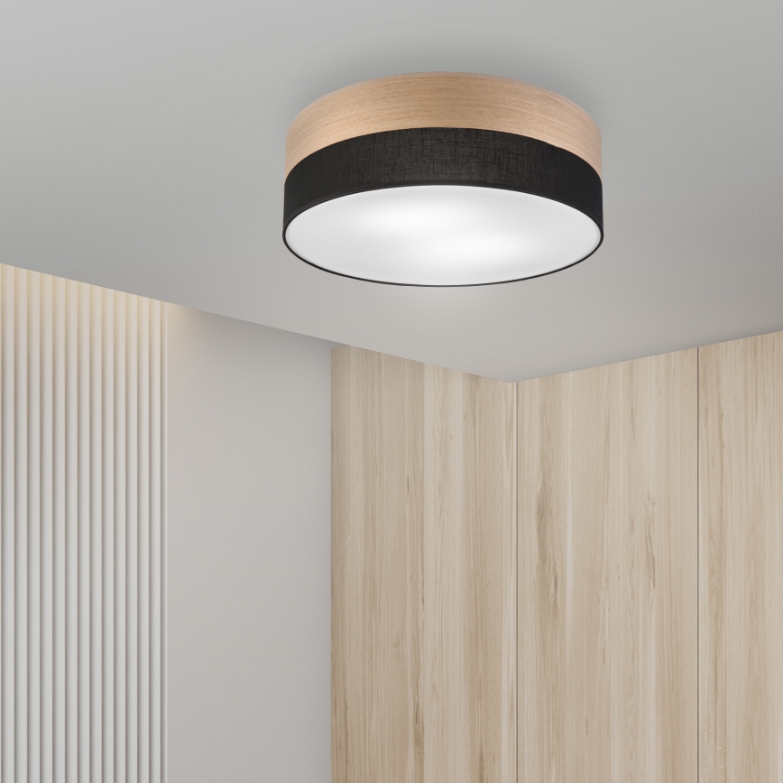 Iluminação de teto SIRJA WOOD 2xE27/15W/230V diâmetro 45 cm preto/carvalho