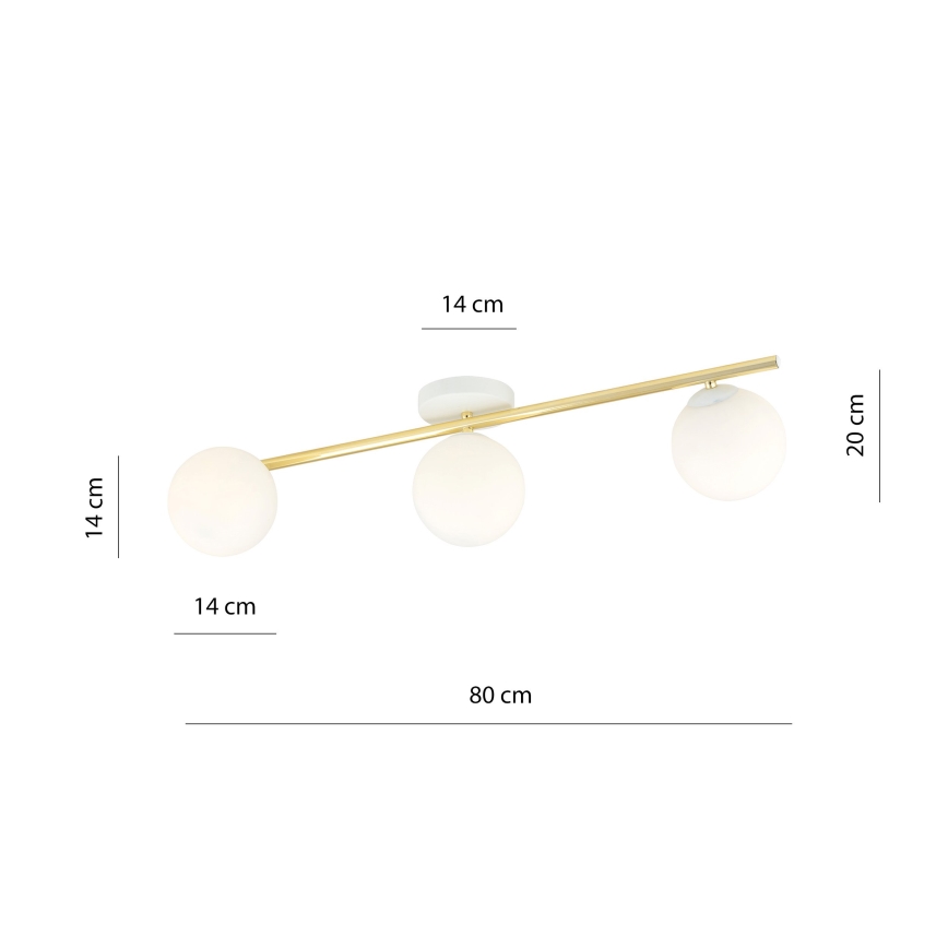 Iluminação de teto SPLENDI 3xE14/10W/230V branco/dourado