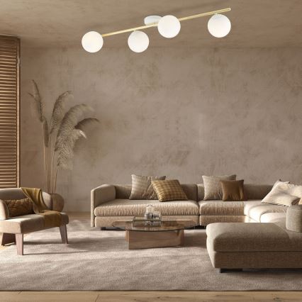 Iluminação de teto SPLENDI 4xE14/10W/230V branco/dourado