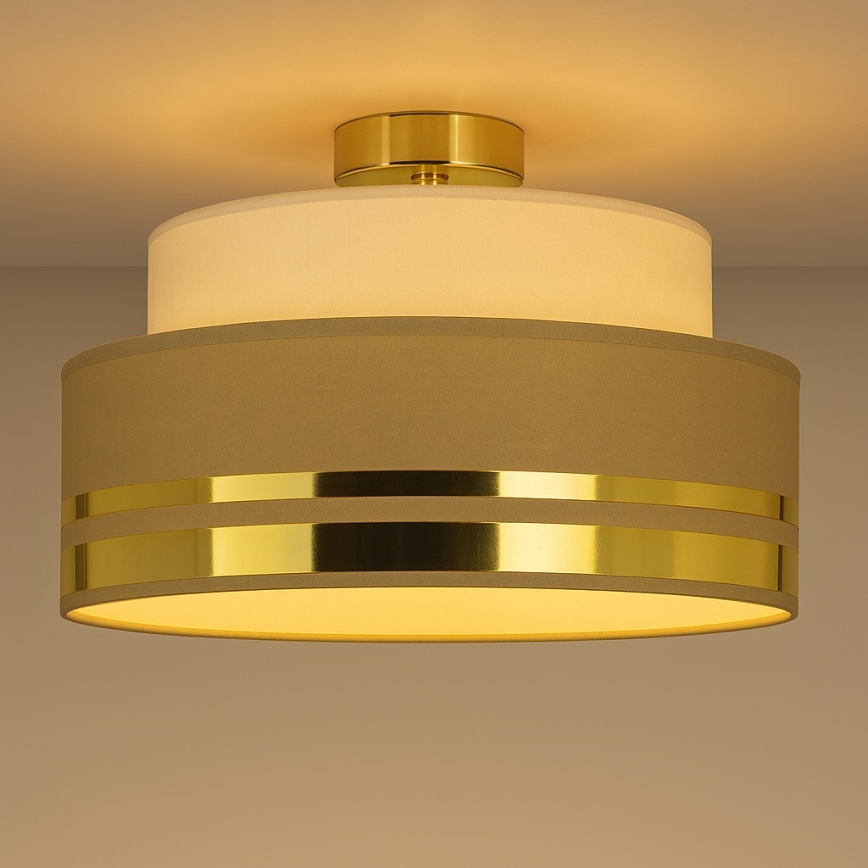 Iluminação de teto TAMI 1xE27/60W/230V diâmetro 40 cm bege/castanho/dourado