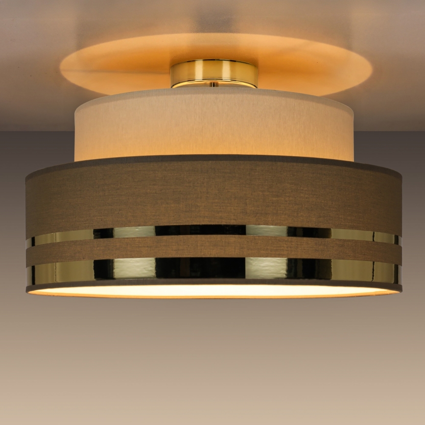 Iluminação de teto TAMI 1xE27/60W/230V diâmetro 40 cm bege/castanho/dourado