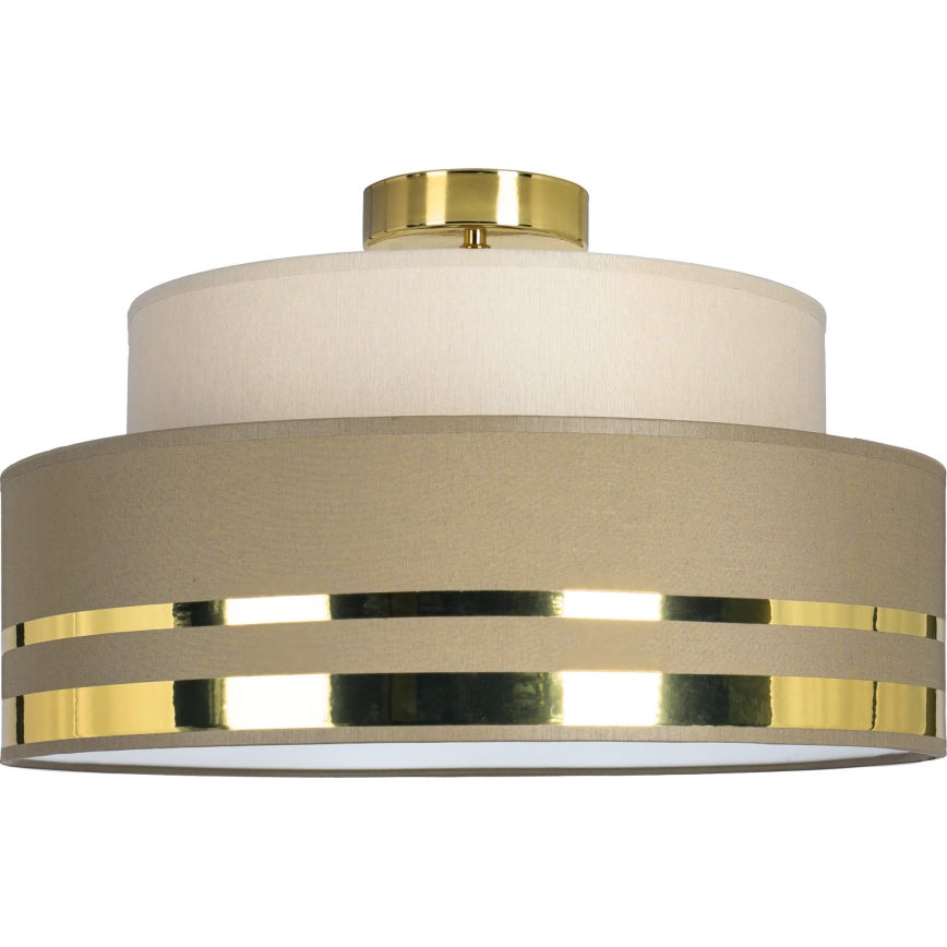 Iluminação de teto TAMI 1xE27/60W/230V diâmetro 40 cm bege/castanho/dourado