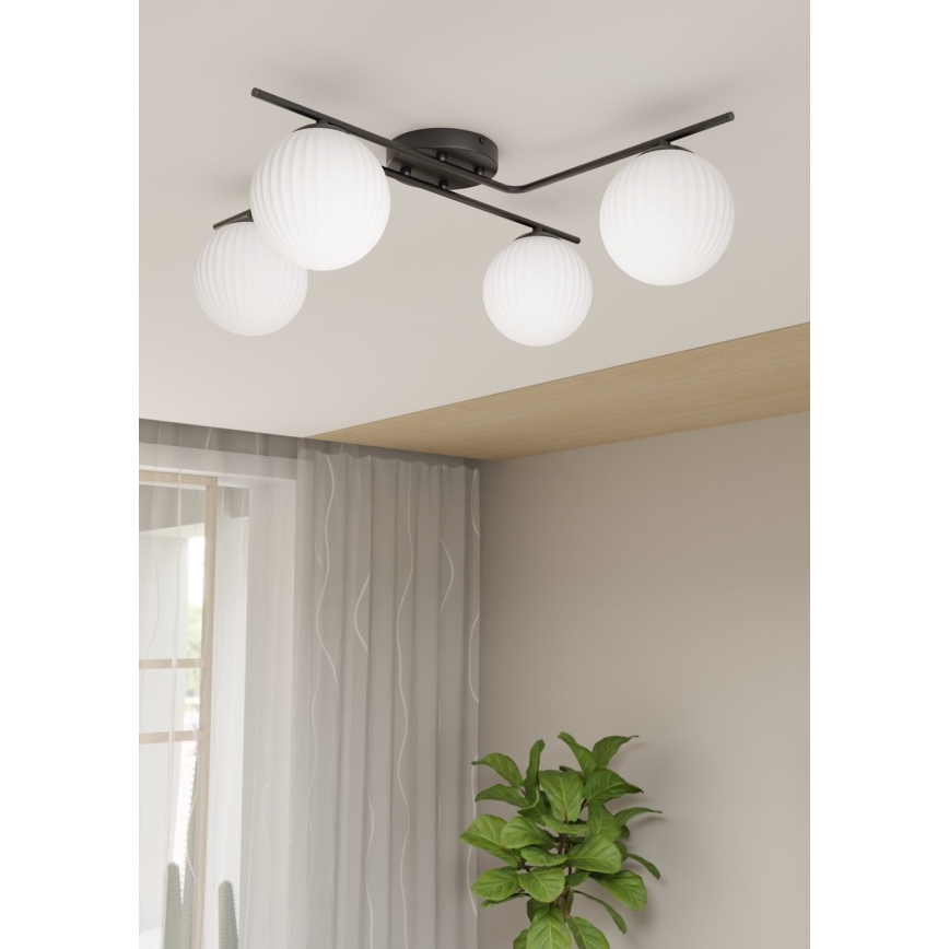 Iluminação de teto VESPA 4xE14/10W/230V preto/branco