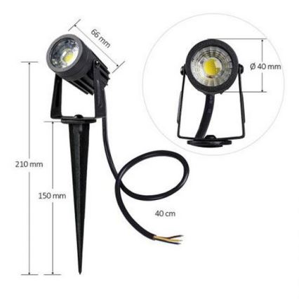 Iluminação exterior LED LED/3W/230V 4000K IP67 preto