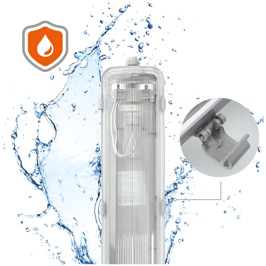 Iluminação industrial fluorescente 2xG13/22W/230V IP65