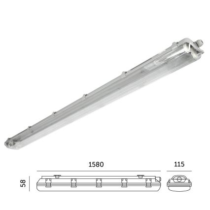 Iluminação industrial fluorescente 2xG13/22W/230V IP65