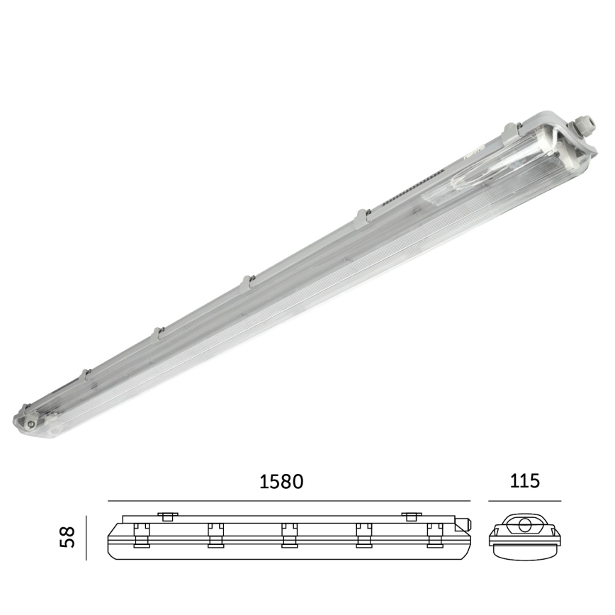 Iluminação industrial fluorescente 2xG13/22W/230V IP65