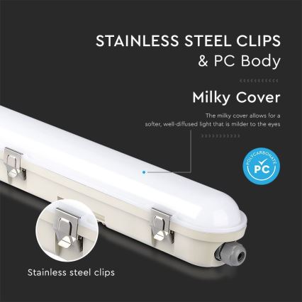 Iluminação industrial fluorescente LED com módulo de emergência EMERGENCY LED/48W/230V 4000K 150cm IP65