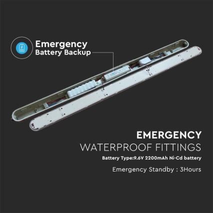 Iluminação industrial fluorescente LED com módulo de emergência EMERGENCY LED/48W/230V 4000K 150cm IP65