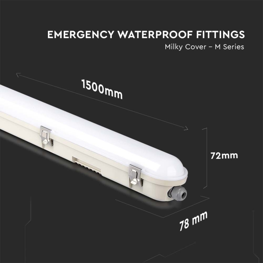 Iluminação industrial fluorescente LED com módulo de emergência EMERGENCY LED/48W/230V 6500K 150cm IP65