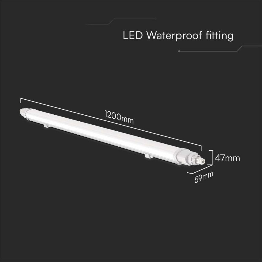 Iluminação industrial fluorescente LED LED/36W/230V 6500K IP65 120 cm