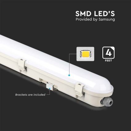 Iluminação industrial fluorescente LED SAMSUNG CHIP LED/60W/230V 4000K 120cm IP65