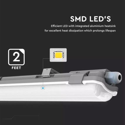 Iluminação industrial fluorescente LED T8 1xG13/18W/230V 6400K 120cm IP65