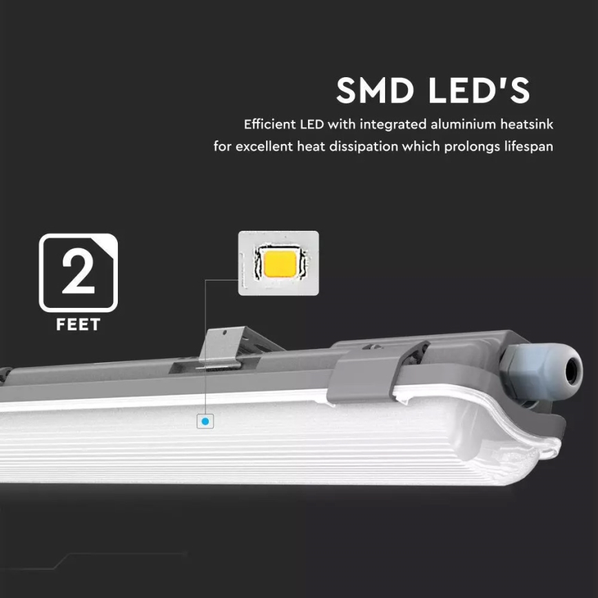 Iluminação industrial fluorescente LED T8 1xG13/18W/230V 6400K 120cm IP65