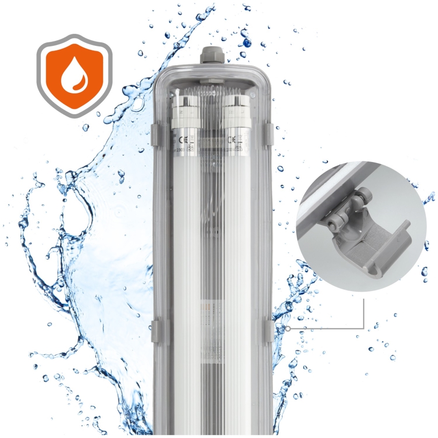 Iluminação industrial fluorescente LED T8 2xG13/18W/230V 4000K IP65