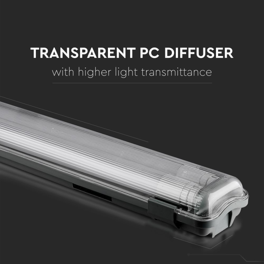 Iluminação industrial fluorescente LED T8 2xG13/22W/230V IP65 6400K 156 cm
