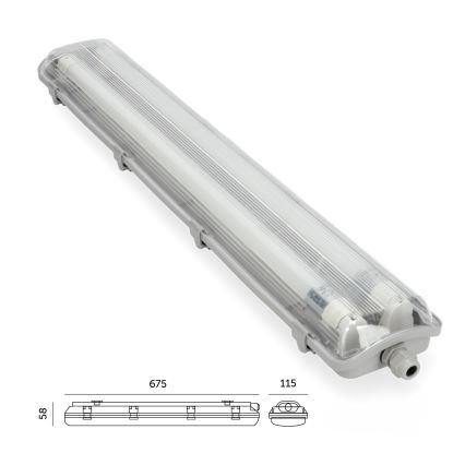 Iluminação industrial fluorescente LED T8 2xG13/9W/230V 4000K IP65 67,5 cm