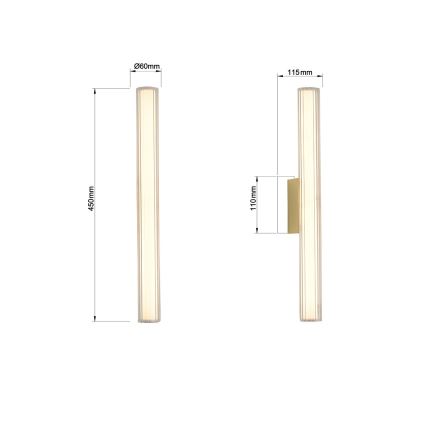 Iluminação LED para espelho de casa de banho LINEA LED/8W/230V 3000/4000/6000K IP44 45 cm dourada