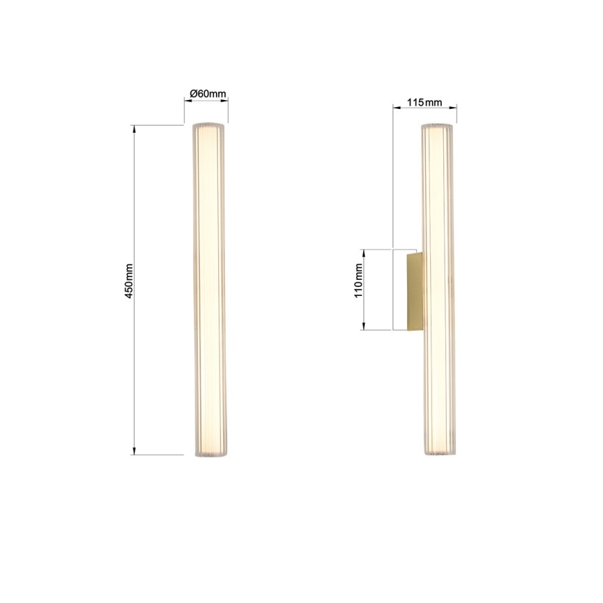 Iluminação LED para espelho de casa de banho LINEA LED/8W/230V 3000/4000/6000K IP44 45 cm dourada