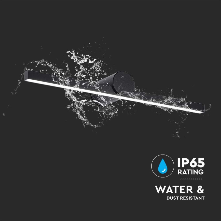 Iluminação LED para espelho de casa de banho, 10 W, 230 V, 4000 K, IP65, preto