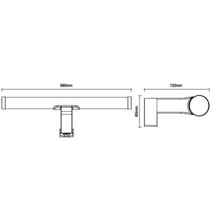 Iluminação LED para espelho de casa de banho LED/12W/230V 59,5 cm IP44 cromado brilhante