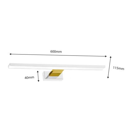 Iluminação LED para espelho de casa de banho SHINE, 13,8 W, 230 V, 60 cm, IP44, branco/dourado