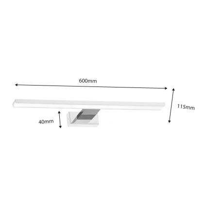 Iluminação LED para espelho de casa de banho SHINE, 13,8W/230V, 60 cm, IP44, branco/cromado