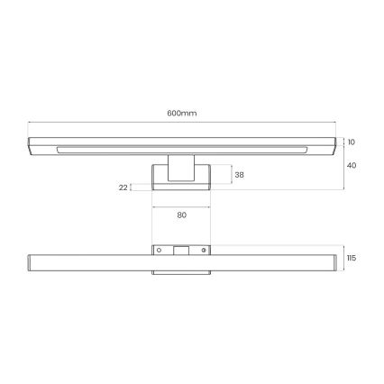 Iluminação LED para espelho de casa de banho SHINE LED/13,8W/230V 60 cm IP44 latão