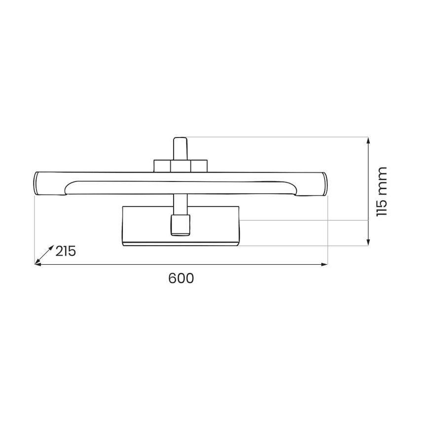 Iluminação LED para espelho de casa de banho VINCI, 15W/230V, 60 cm, IP44, preta