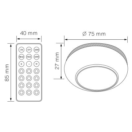 Iluminação de mobiliário LED RGBW regulável LED/0,5W/4,5V 3xAAA branco + comando à distância
