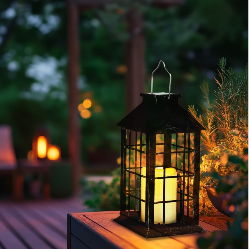 LED Iluminação suspensa solar LED/0,02W/1,2V 1xAA 2700K IP44 200 mAh preto