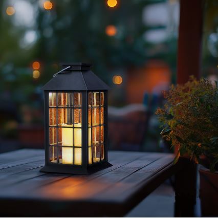 LED Iluminação suspensa solar LED/0,02W/1,2V 1xAA 2700K IP44 200 mAh preto