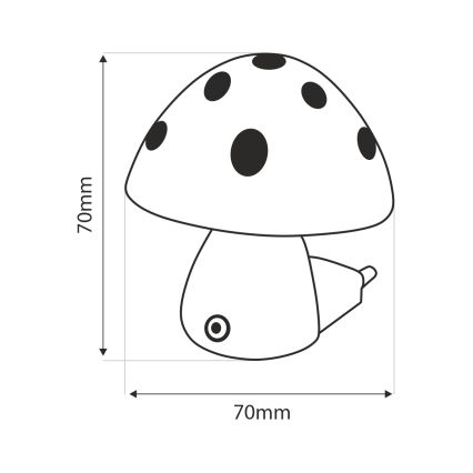 Iluminação noturna de criança LED com um sensor de anoitecer LED/0,5W/230V cogumelo