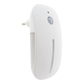 Iluminação noturna LED com sensor LED/1W/230V branco