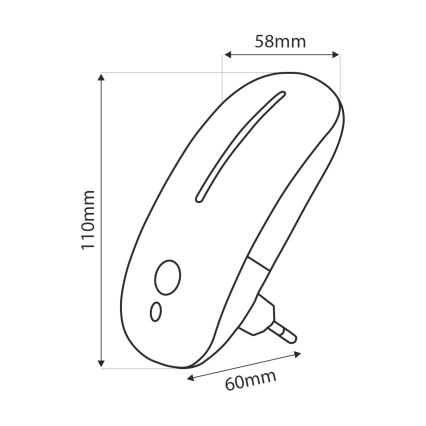 Iluminação noturna LED com sensor LED/1W/230V branco
