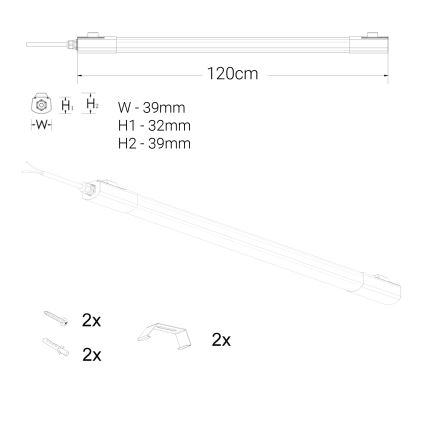 Iluminação para armário de cozinha LED LED/36W/230V 4000K 120 cm preto