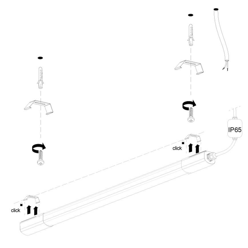Iluminação para armário de cozinha LED LED/36W/230V 4000K 120 cm preto