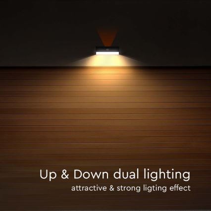 Iluminação solar de parede LED com sensor LED/3W/3,7V 3000K/4000K IP65 1200 mAh preto