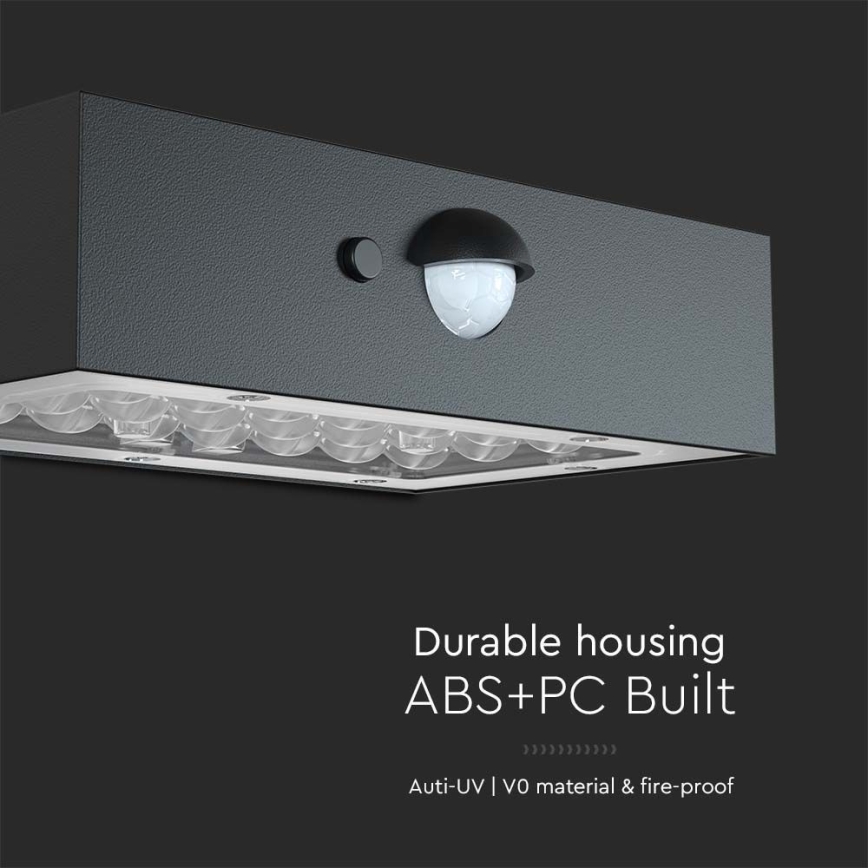 Iluminação solar de parede LED com sensor LED/3W/3,7V 3000K/4000K IP65 1200 mAh preto