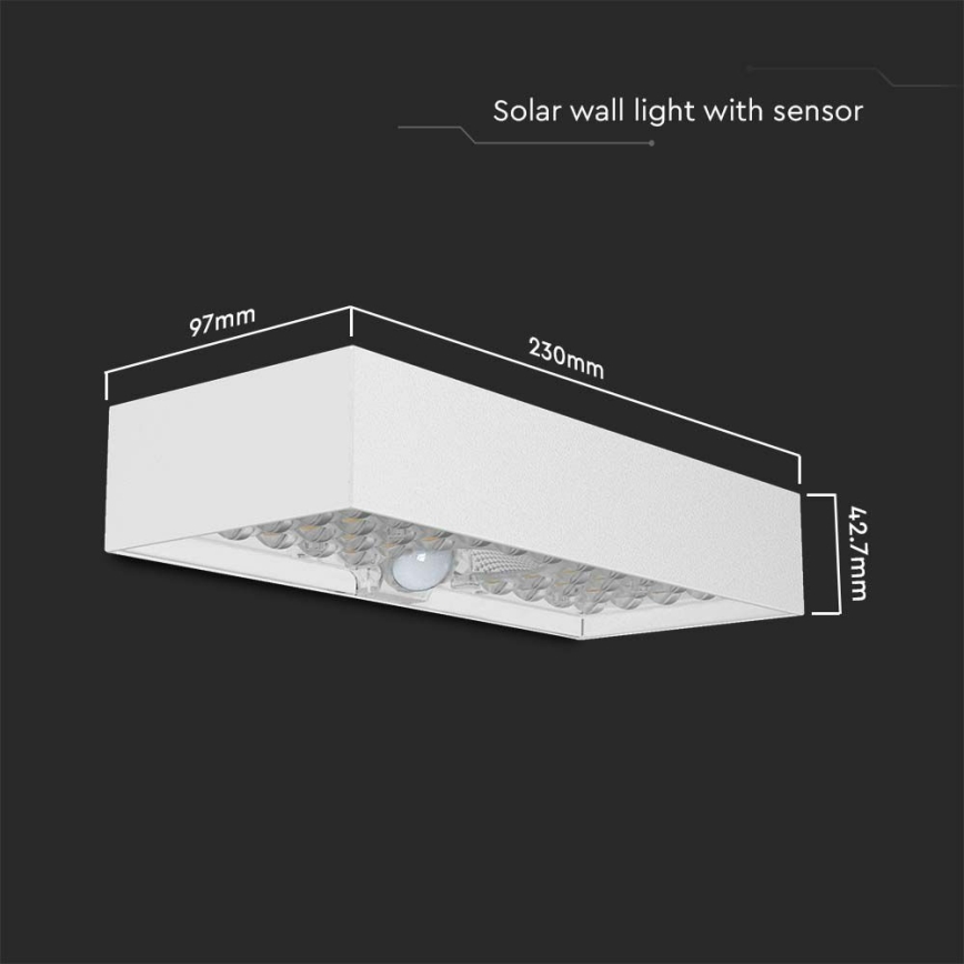 Iluminação solar de parede LED com sensor LED/6W/3,7V IP65 4000K 3000 mAh branco